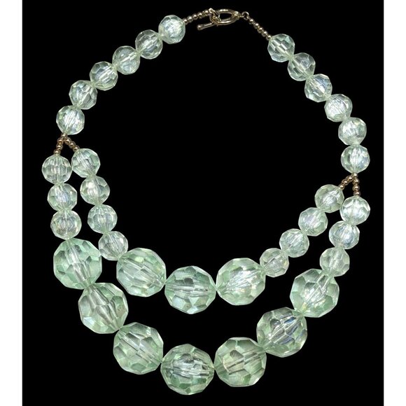 Vintage Chunky Translucent Mint Beaded Layered Necklace - Picture 1 of 5
